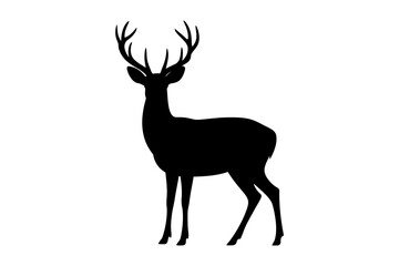 Silhouette of a deer standing on a white background
