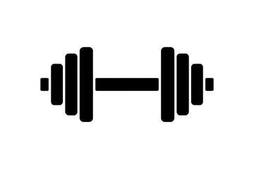 Illustration of a black dumbbell on a white background