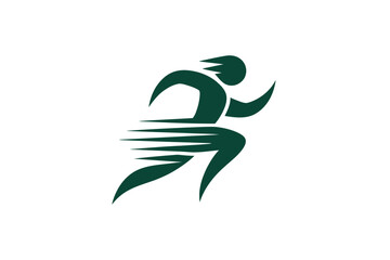 Stylized green runner with motion lines illustration