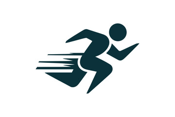 Silhouette of a person running with motion lines