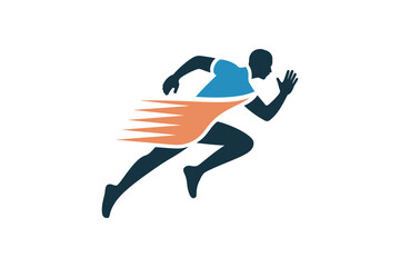 Silhouette of a runner with motion speed effect art