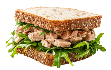 Sandwich with meat and greens on a white background