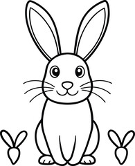 Adorable Bunny Rabbit Coloring Page  A Simple Line Drawing for Kids
