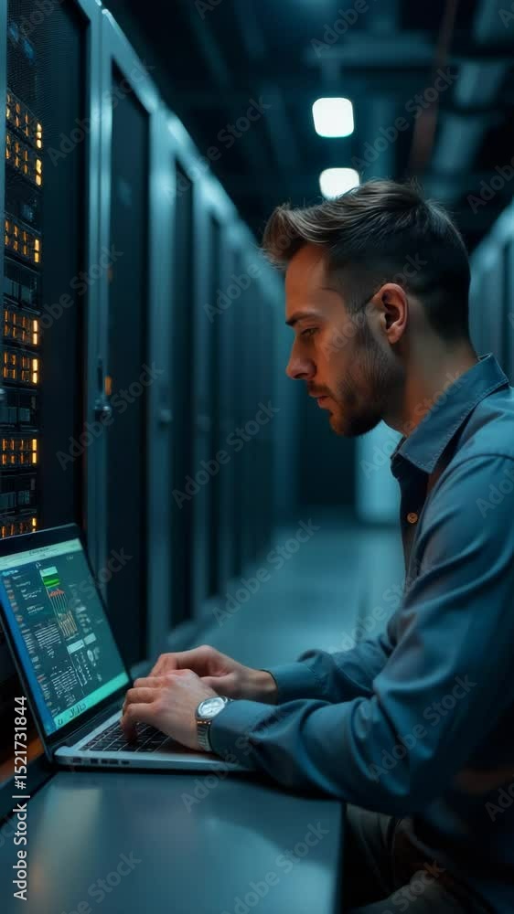 Poster a person working on a laptop computer
