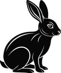 Elegant Black Rabbit Silhouette A Vector Illustration of a Hare