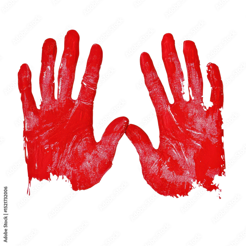 Aufkleber red handprints on transparent background symbolize creativity and artistic expression in modern art,
