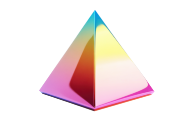 Colorful pyramid is shown on a white background