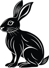 Elegant Black Rabbit Illustration A Classic Hare Design