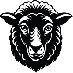Majestic Black Sheep A Striking Head Illustration