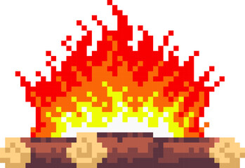 pixel flame, pixel art campfire