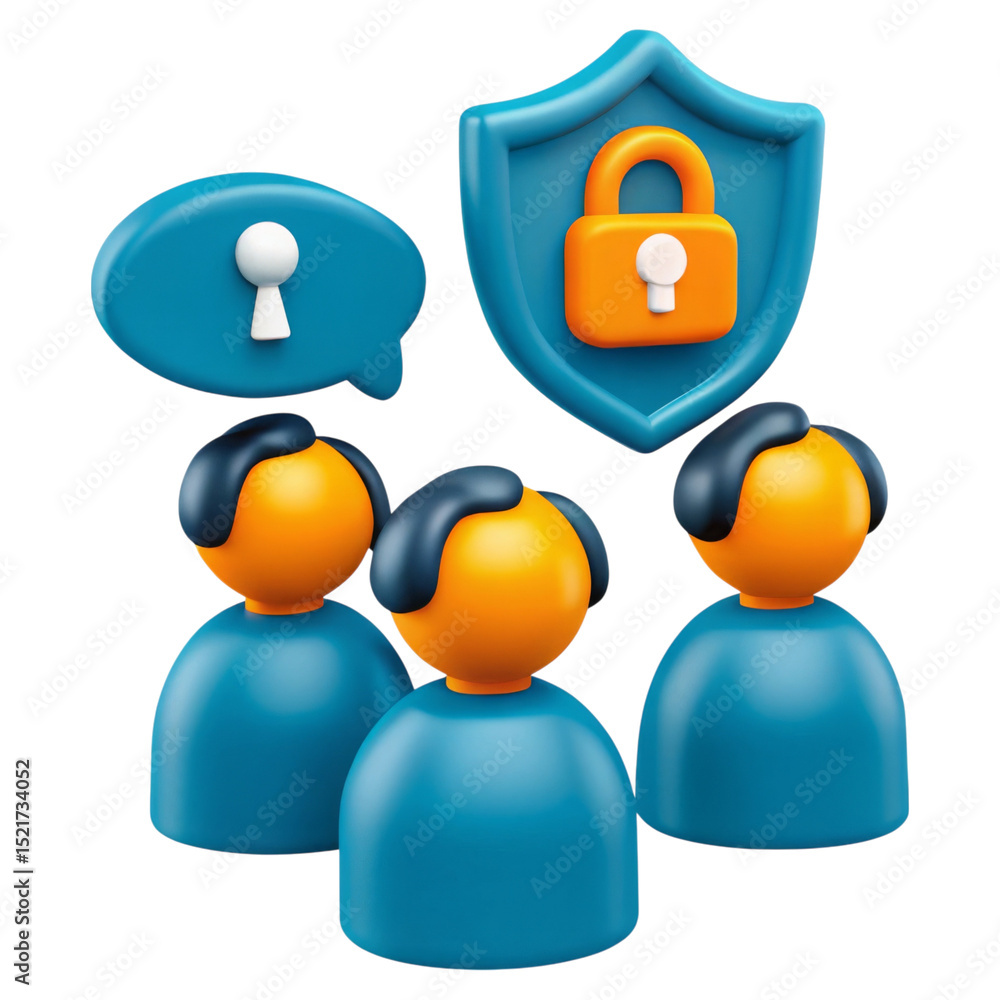 Aufkleber employee, security and training concept. figures representing security and communication concepts.