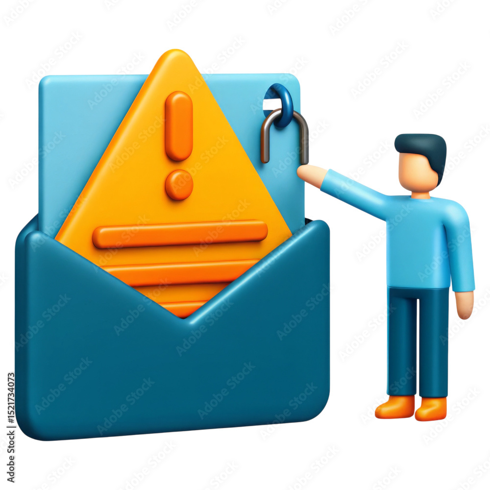 Poster employee, security and training concept. alert icon with an email and a person interacting with it.