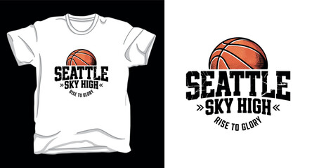 Seattle sky high basketball graphic vector t-shirt design print