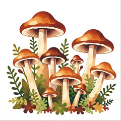 Watercolor Mushroom Illustration- Whimsical Forest Fungi- Cute Mushroom Art- Woodland Decoration- Fungi Painting- Artistic Mushroom Decor- Nature Inspired Art