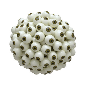 Sphere made of multiple realistic human eyeballs