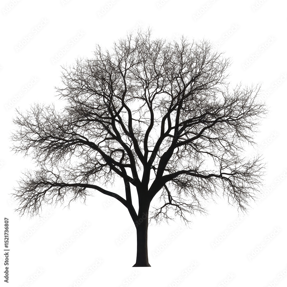 Poster leafless tree silhouette stands stark against transparent background highlighting winters chill, iso