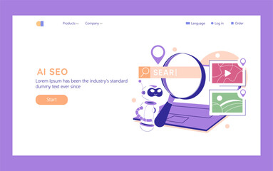 AI In Marketing. Flat Vector Illustration