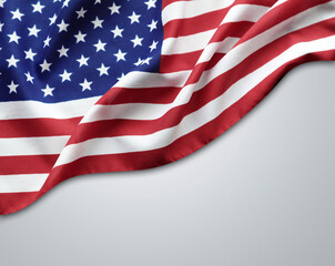 American flag on grey background
