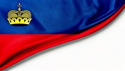 Fototapeta premium Liechtenstein flag on white background. copy space