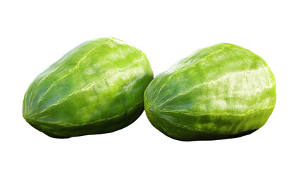 Two vibrant green melons resting symbols of on transparent background
