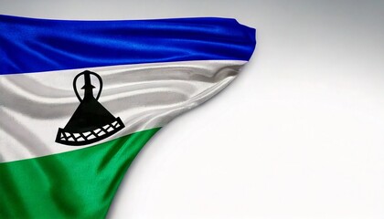 Lesotho flag on white background. copy space