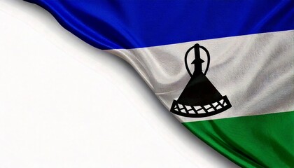 Lesotho flag on white background. copy space