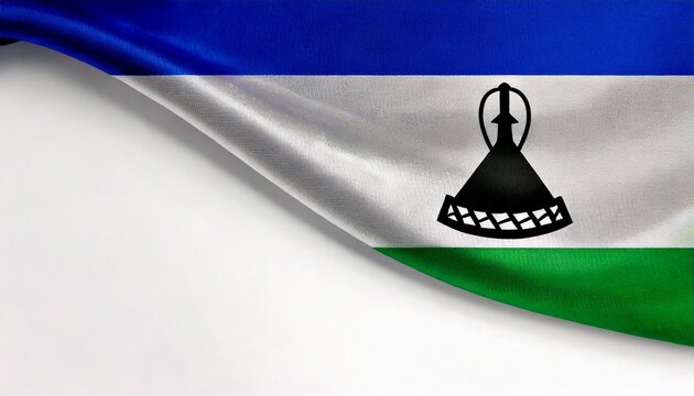 Lesotho flag on white background. copy space