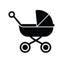 Stroller Icon Vector in Flat Clean Style