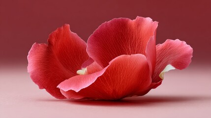 Close up of a red flower petal. Concept of beauty and delicacy, as the petal is the only visible part of the flower