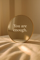 Self-Worth Reminder — Sunbeam on Mirror with Encouraging Words