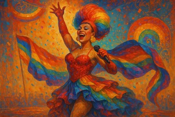 Performers Celebrate Diversity and Love During Vibrant Pride Event in Colorful Costumes