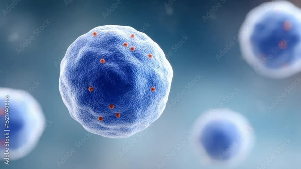 Poster microscopic cell marvel: a close-up, artfully rendered view of a cell, revealing its intricate struc