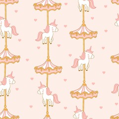 pink background carousel unicorn pattern design