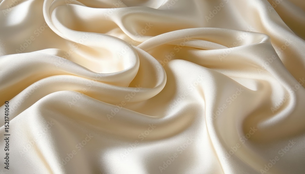 Poster Soft flowing fabric in warm tones creates a serene background for artistic and design purposes in a bright studio setting