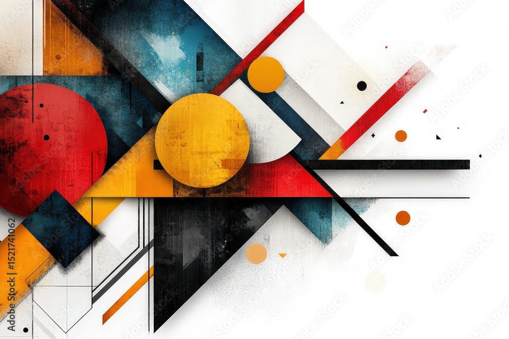 Leinwandbilder vibrant geometric abstract design with bold colors and sharp shapes set against a light background