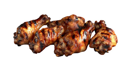 Delicious grilled chicken wings perfect for on transparent background