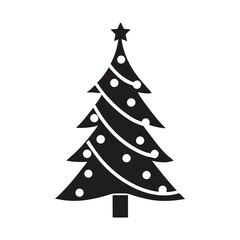Abstract vector Christmas tree illustration for winter holiday decoration and celebration silhouette icon on white background