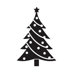 Abstract vector Christmas tree illustration for winter holiday decoration and celebration silhouette icon on white background
