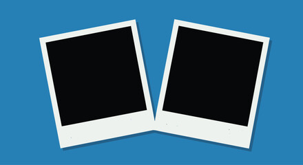 Realistic photo frames old paper design blank black photos with white frames.