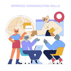AI In The Workplace. Flat Vector Illustration