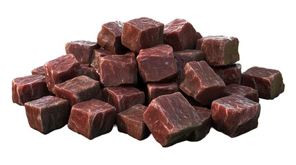 A savory stack of diced raw beef perfect for on transparent background