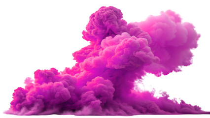 Fototapeta premium Colorful pink smoke cloud swirling against a white background 