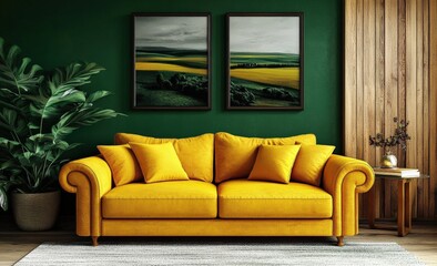 Mustard Yellow Sofa in a Modern Living Room