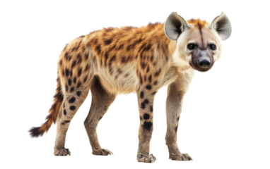 Hyena stands on a white background