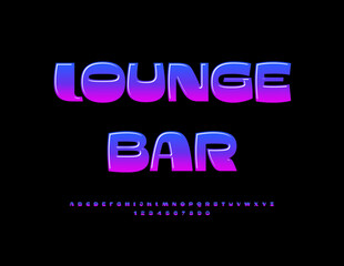 Obraz premium Vector Magic signboard Lounge Bar. Elegant Glossy Font. Chic Decorative Alphabet Letters and Numbers