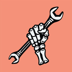 Mechanic Skeleton Hand with Wrench Svg