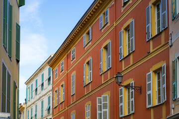 Coastal street in muted tones and architectural focus in French Riviera