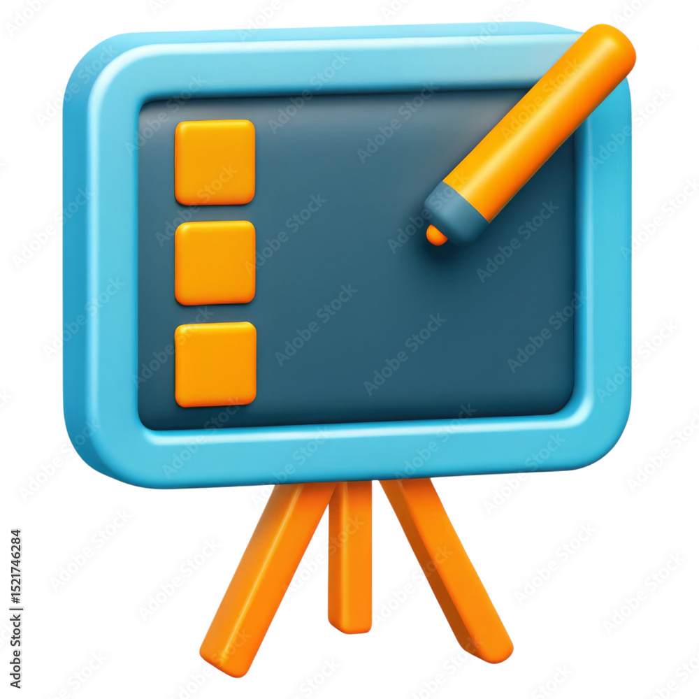 Poster education, cloud and platform concept. a colorful presentation board with a marker and three buttons