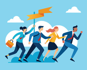 Unified Business Team Pushing Forward | Progress Through Aligned Teamwork