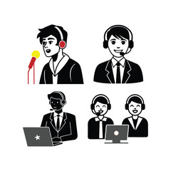 microphone voice recoding online customer care vector art 